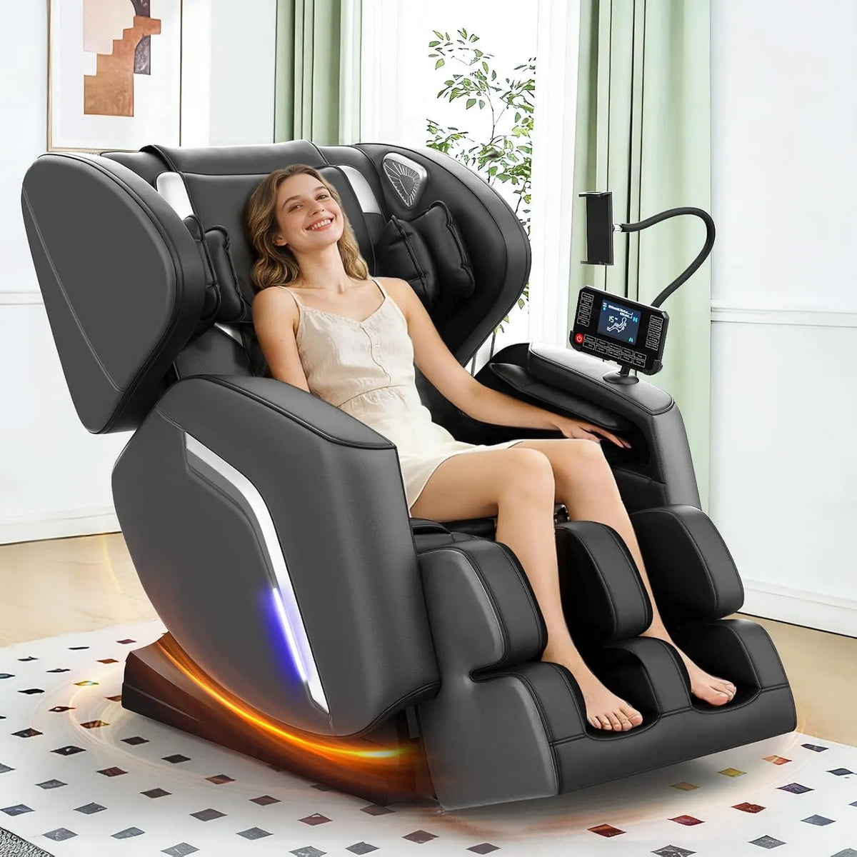Relax- und Massagesessel, Transportrollen, Smartphone-Steuerung, 9 Airbags