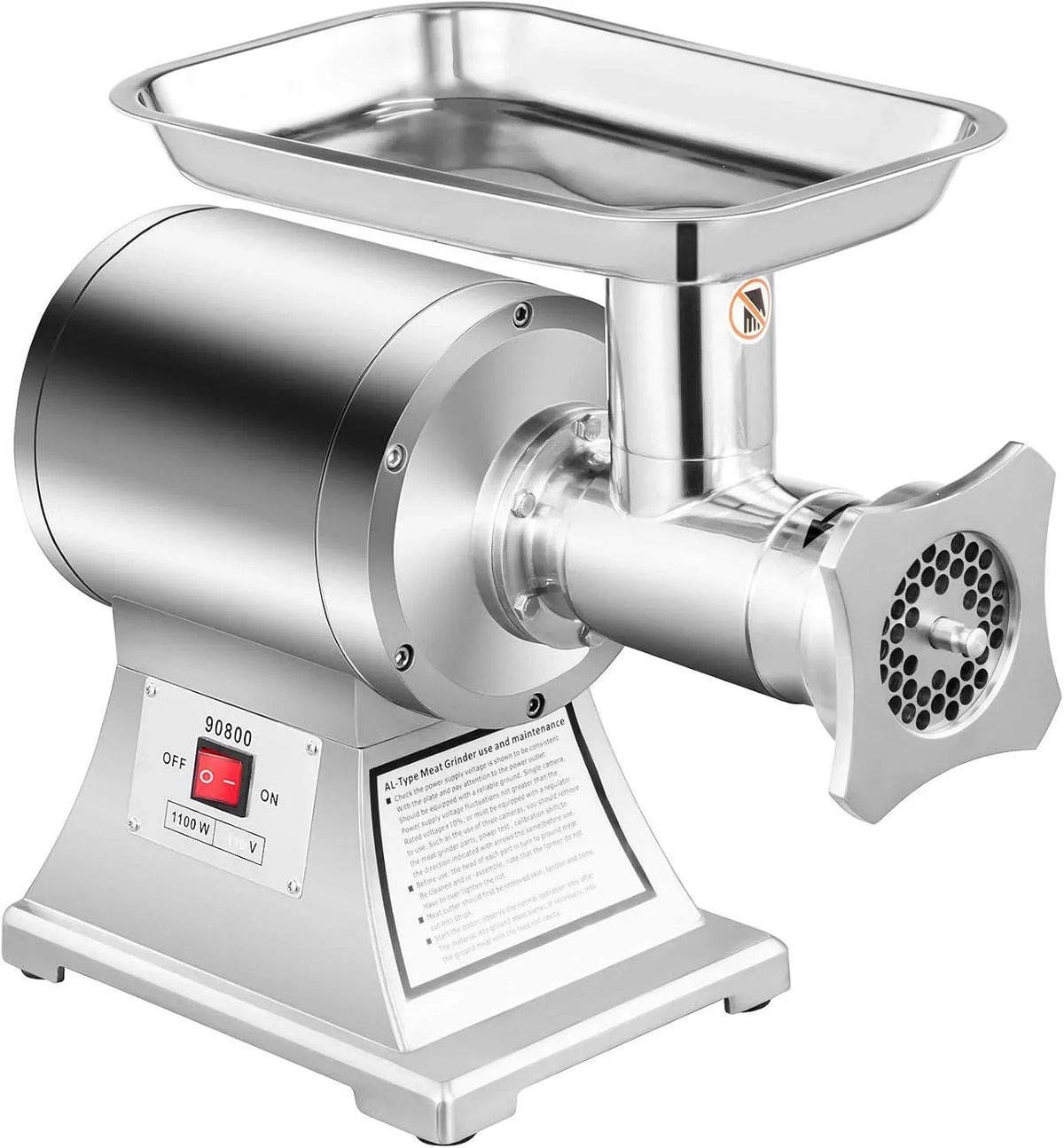VEVOR Wurstfüllmaschine, Fleischwolf, 1100 W, Edelstahl, Silber