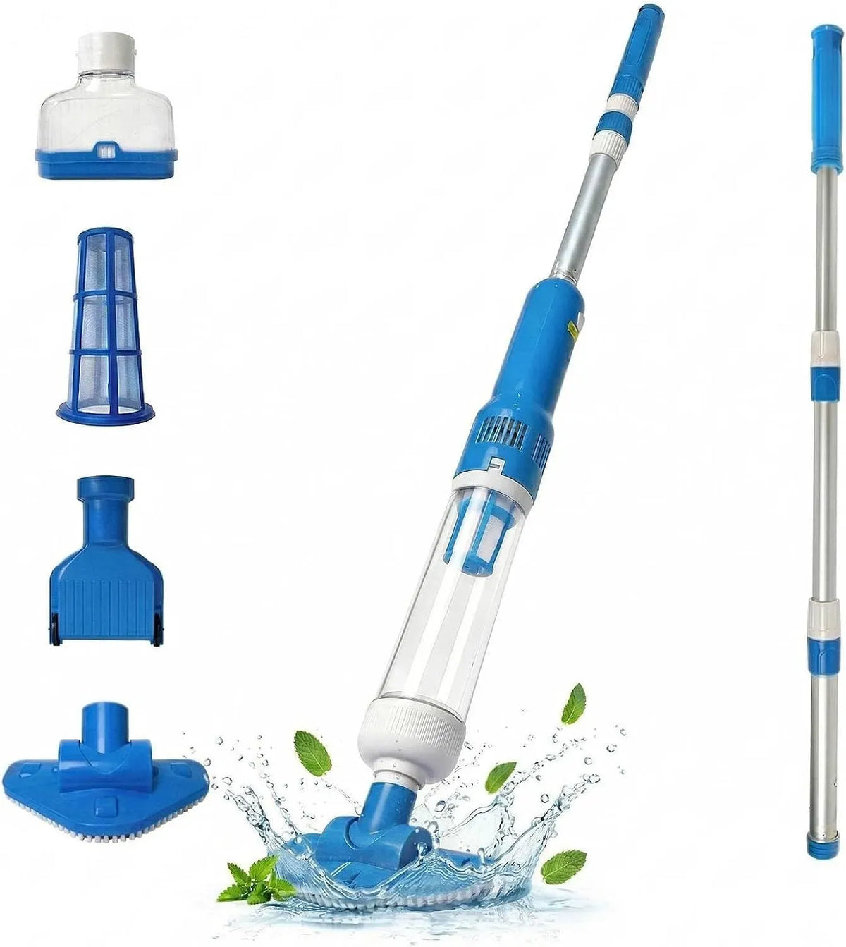 Staubsauger 35L/min, tragbar, Bostar 2026 Neu 3 in 1 Poolsauger Akku mit Teleskopstange
