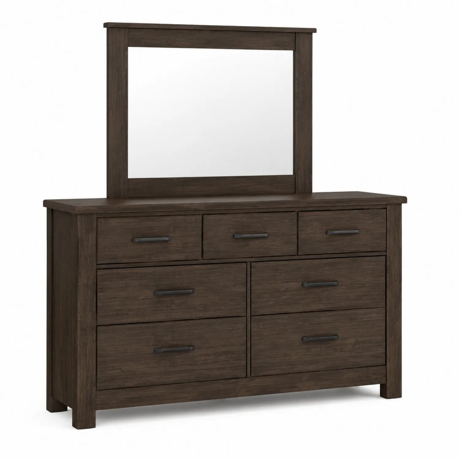 Cómoda de Madera con Espejo y 7 Cajones Marrón