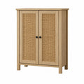 Armario de Madera y Ratán con Puertas de 2 Niveles 80x40x120 cm