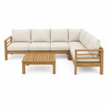 Conjunto de Sofás Esquineros de Madera de Acacia con Cojines Beige