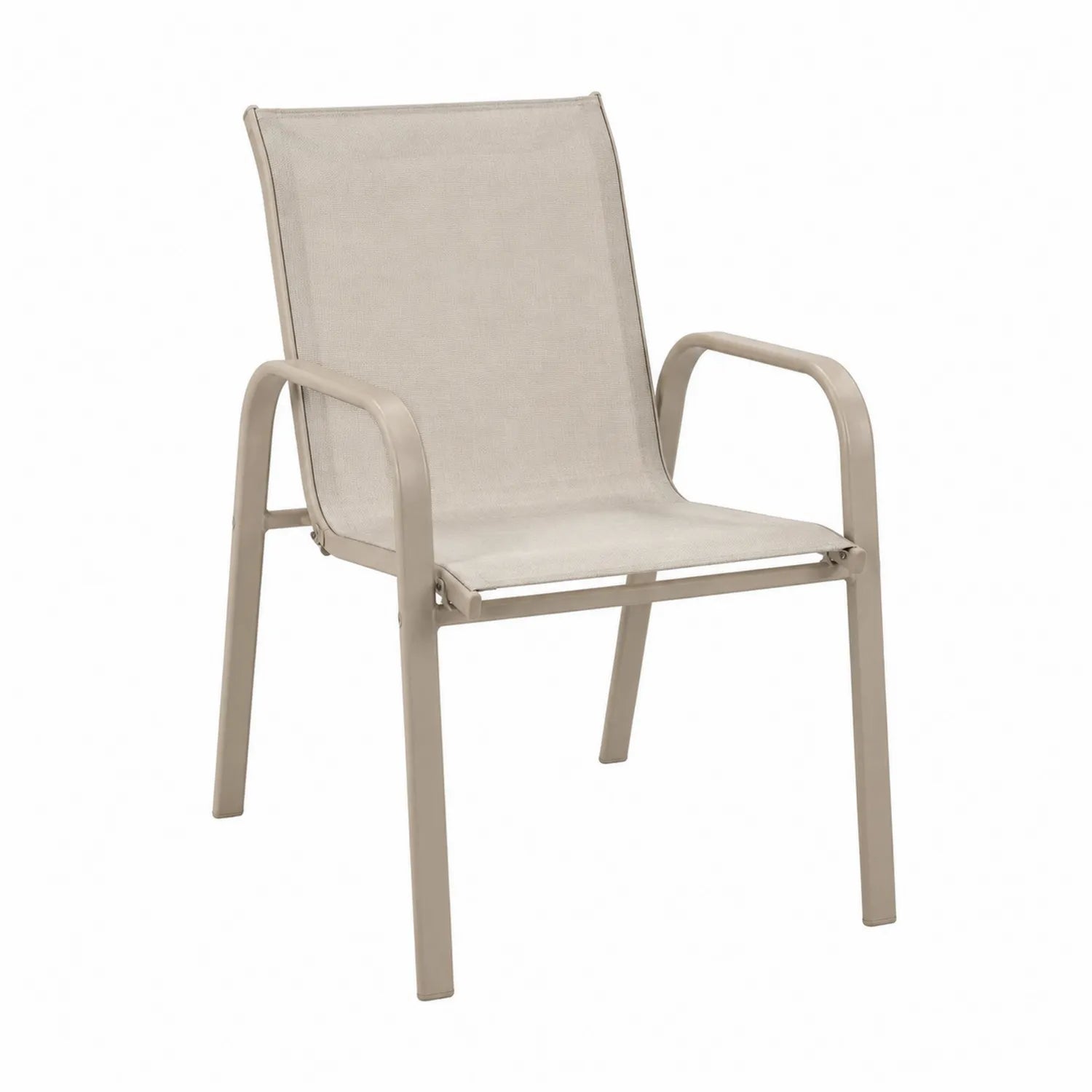 Silla de metal y textileno beige 55x60x85 cm