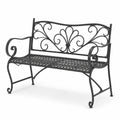 Banco de hierro negro con respaldo decorativo 120x50x85 cm