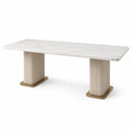 Mesa de comedor rectangular de mármol y metal 200x90x75 cm