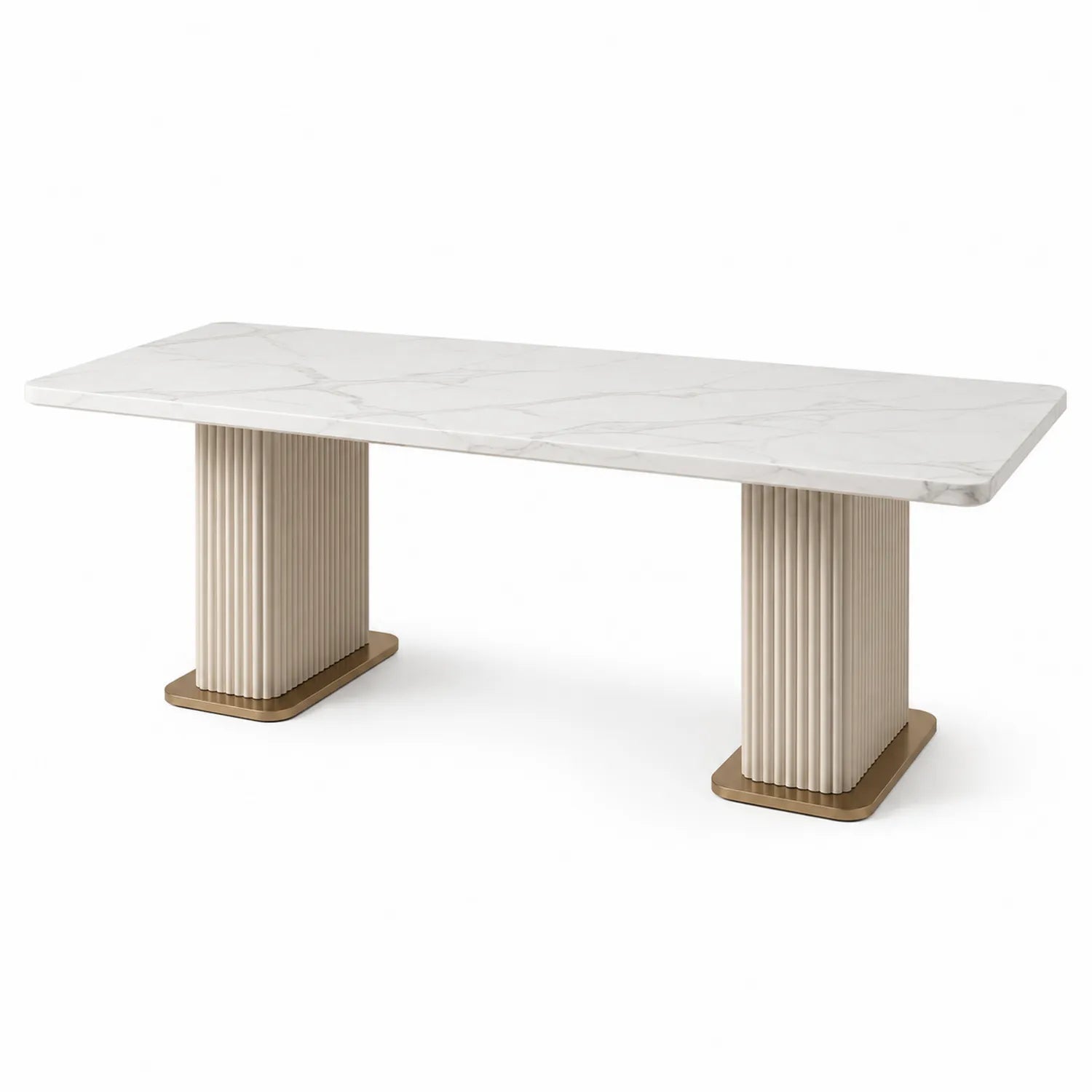 Mesa de comedor rectangular de mármol y metal 200x90x75 cm