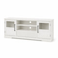 Mueble de Madera Blanco con Puertas y Estantes de Vidrio
