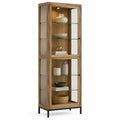 Vitrina de Roble y Cristal Templado con Estructura de Metal 180x60x40cm
