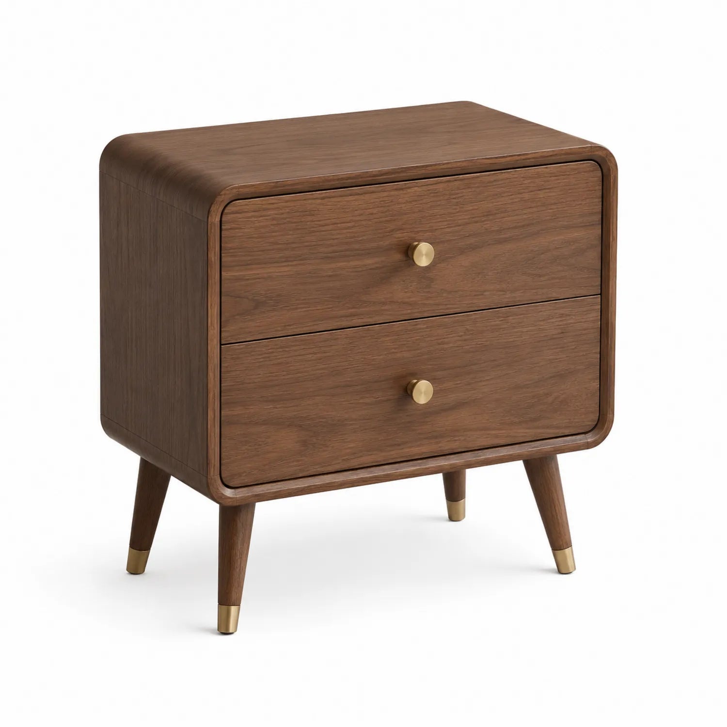 Mesita de Noche de Madera con Patas de Detalles Dorados