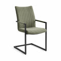 Silla de terciopelo olivo con estructura de metal