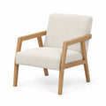 Silla de tela beige con estructura de roble 75x65x80 cm
