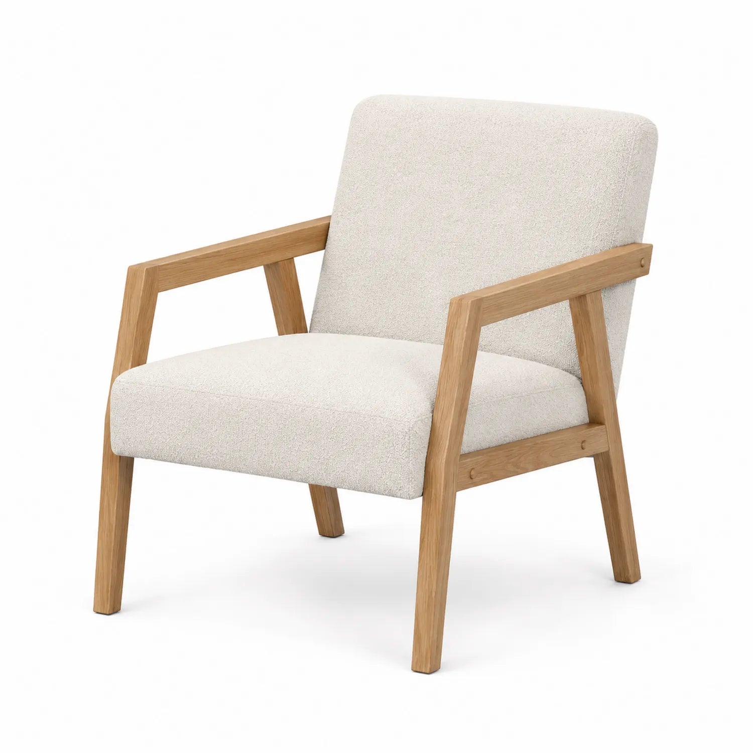 Silla de tela beige con estructura de roble 75x65x80 cm