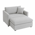 Sofá tipo chaise longue gris claro en lino 150x90x80 cm