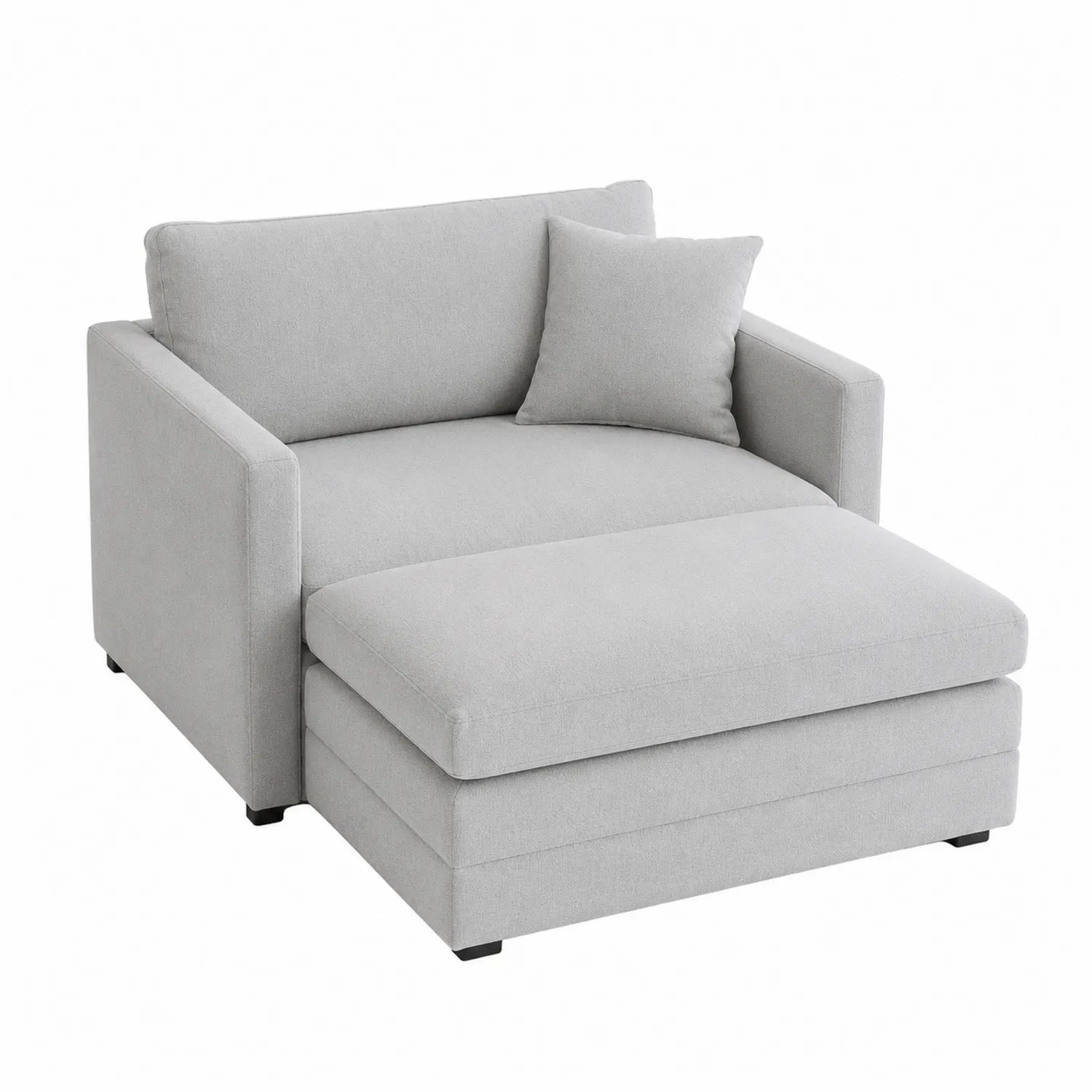 Sofá tipo chaise longue gris claro en lino 150x90x80 cm