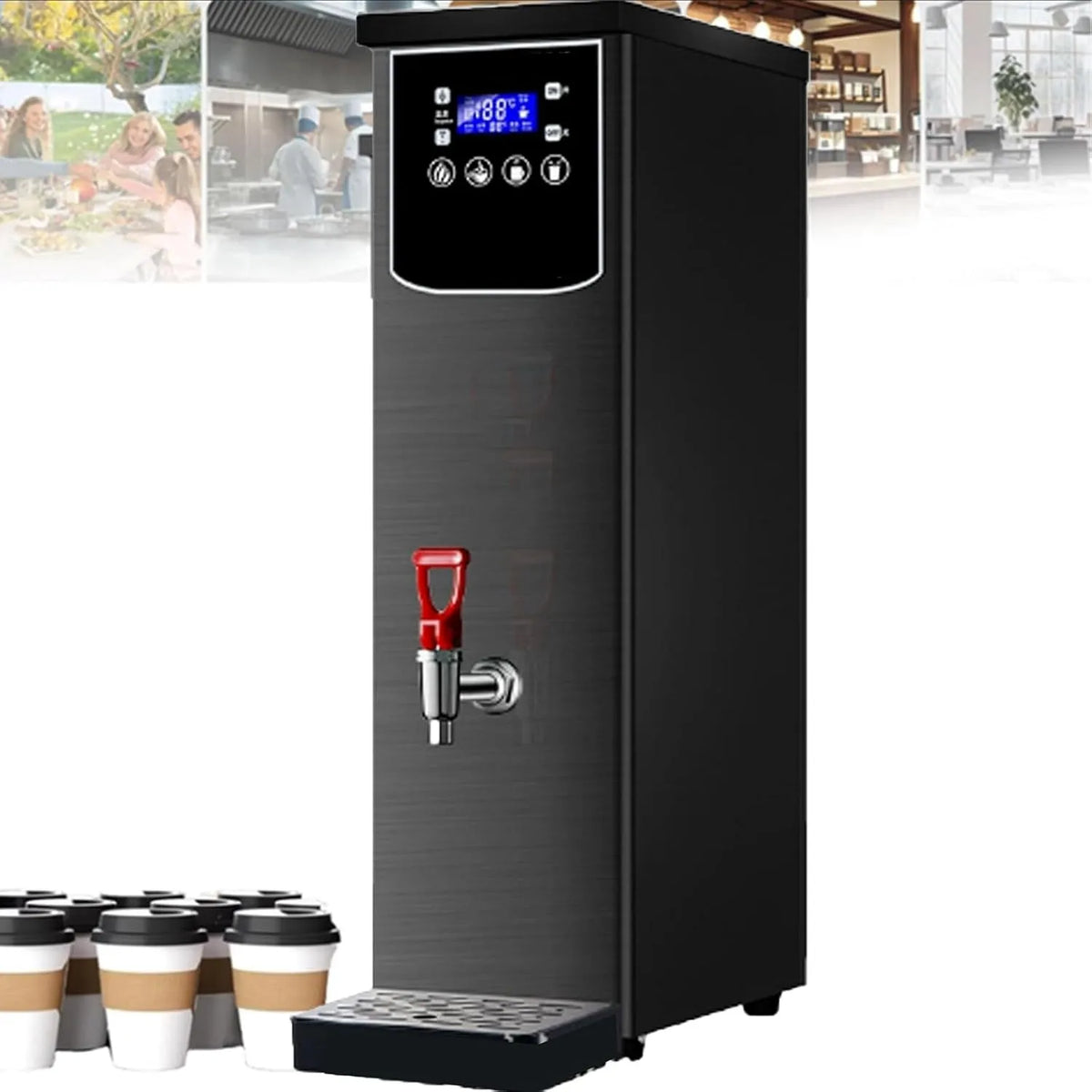Warmwasserbereiter, Edelstahl, Schwarz, Heißwassergerät, Edelstahl-Sofortboiler Mit Automatischer NachfüLlung & Tropfstopp