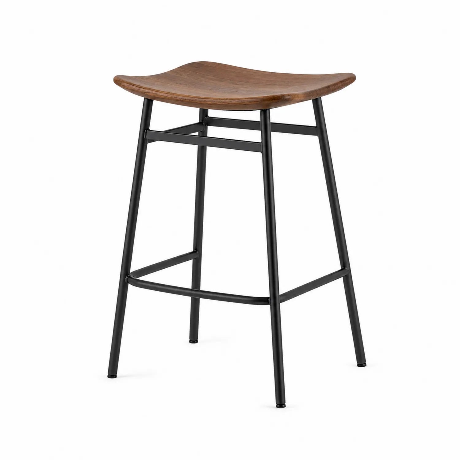 Taburete de Madera y Metal Negro 45x30x65 cm