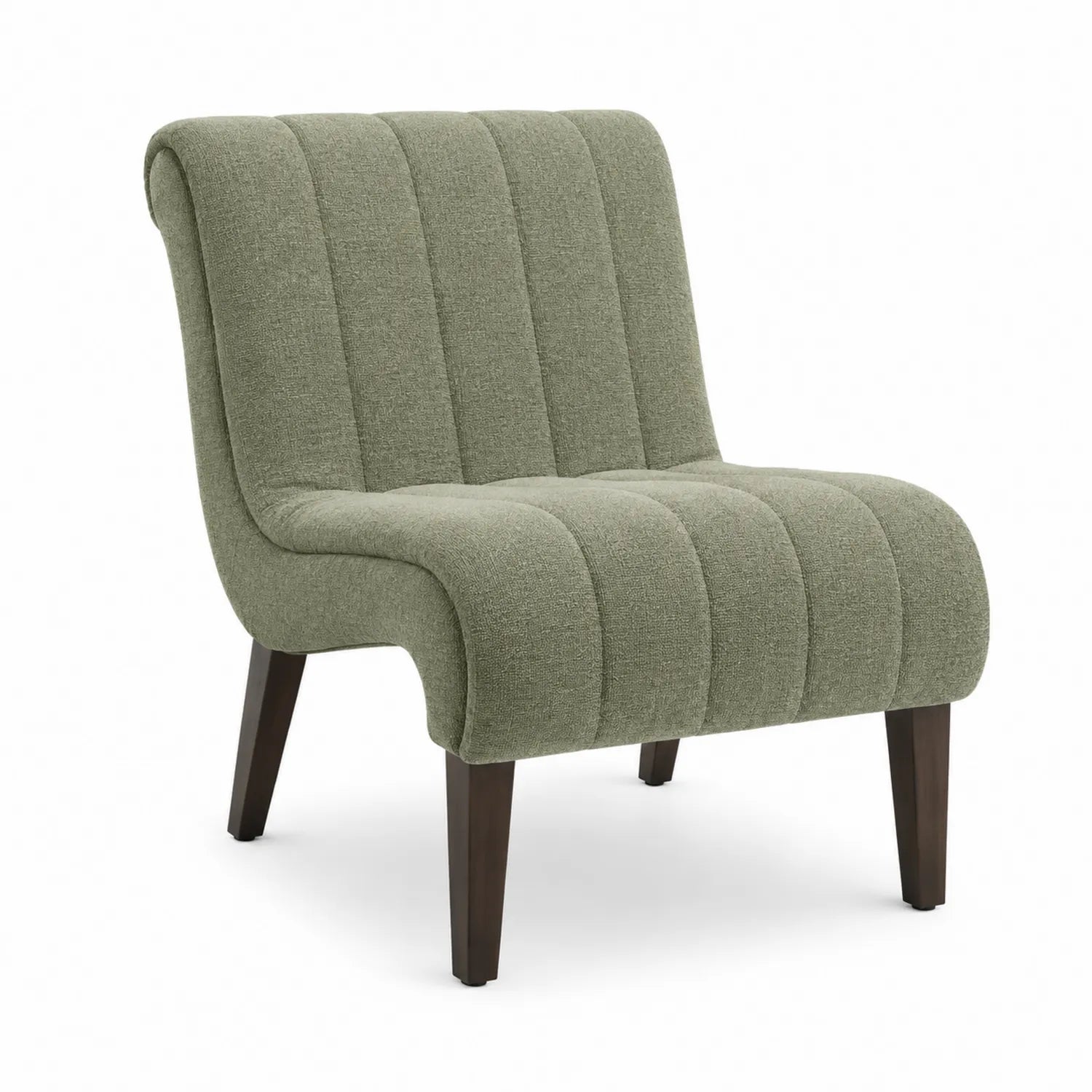 Silla de tela verde con patas de madera 76x66x75 cm