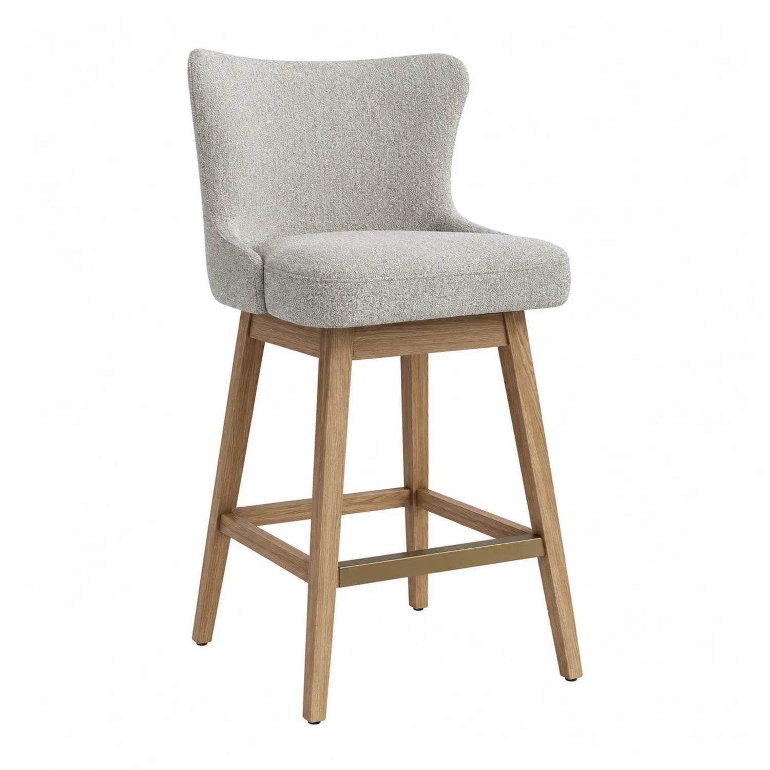 Taburete de bar en tela con patas de roble