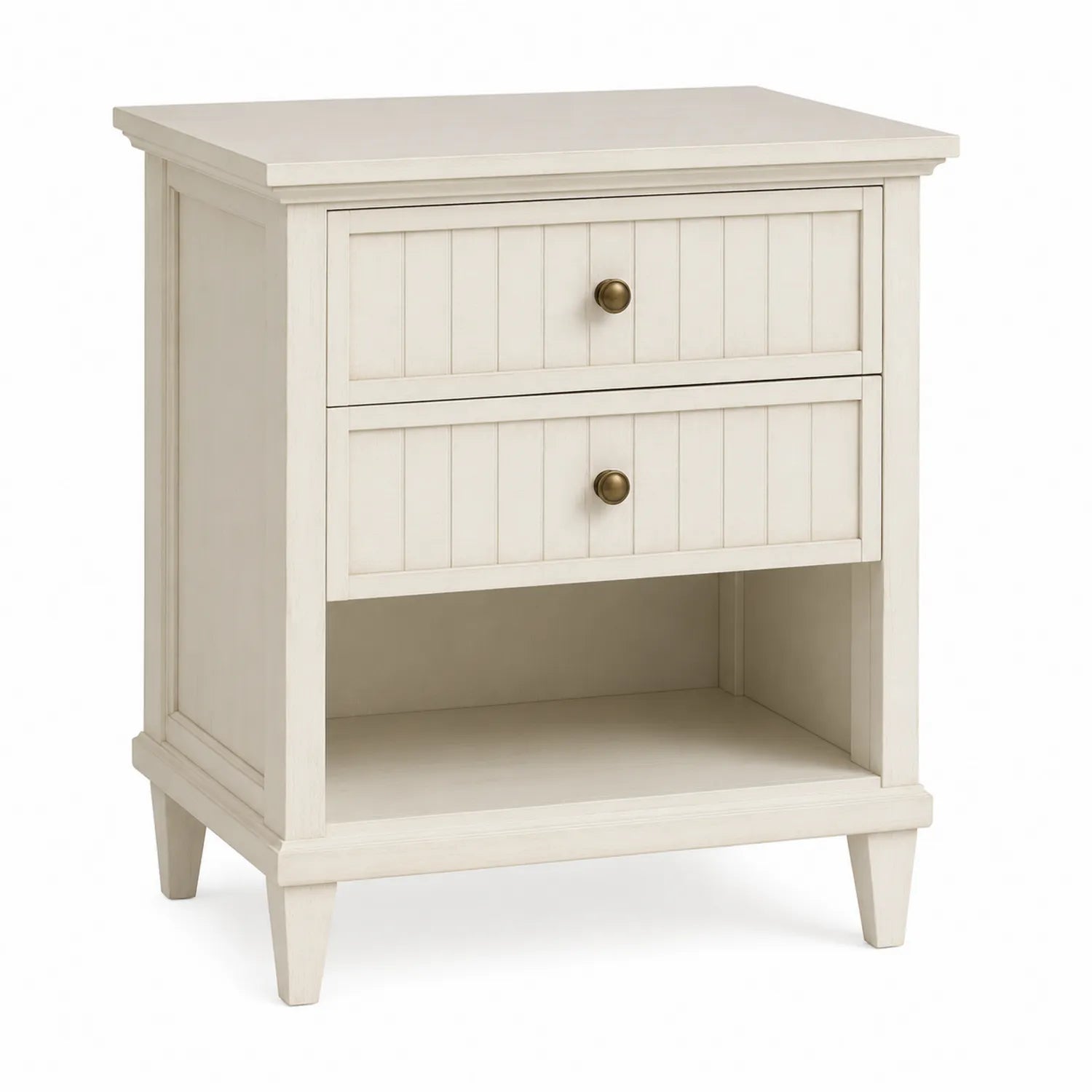 Mesita de noche de madera con 2 cajones y estante abierto 60x40x66 cm
