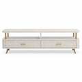 Mesa de TV de madera MDF blanca con cajones y estantes