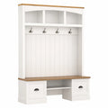 Mueble de recibidor con perchero de madera MDF blanco y roble claro