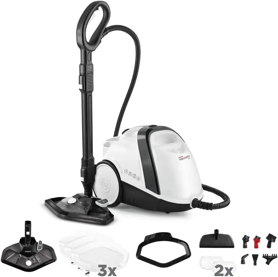 Dampfreiniger 2-Liter-Tank, 1500 W, Druckdampf, herausnehmbar, Schwarz, Polti Vaporetto Smart 120, 4 bar Druck, 14 Zubehörteile inklusive