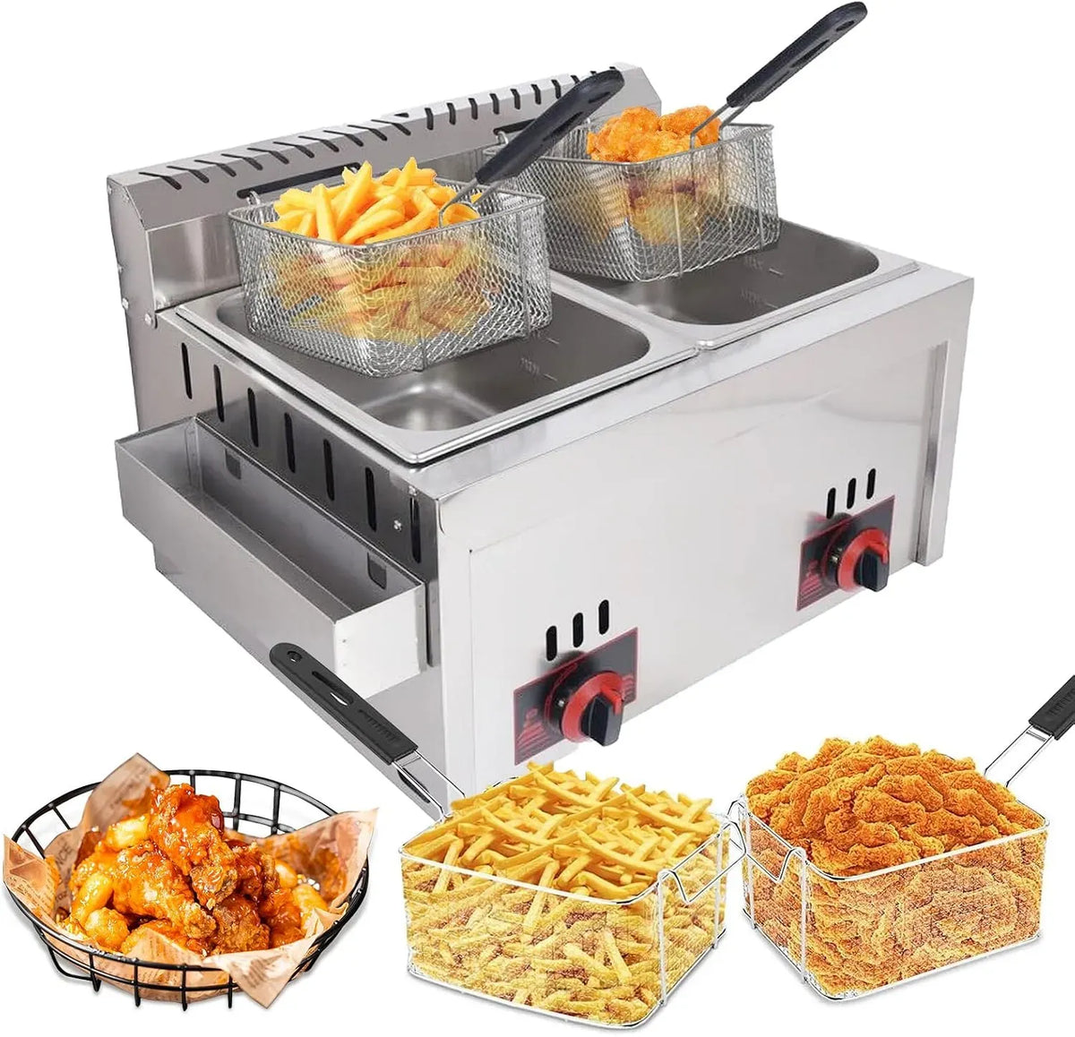 Fritteuse Maschine, Gas-Fritteuse, 20 L, Restaurant, Edelstahl, für Restaurants