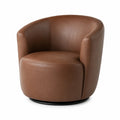 Sillón de Cuero PU Marrón con Base Giratoria