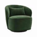 Sillón giratorio de terciopelo verde con cojín incluido