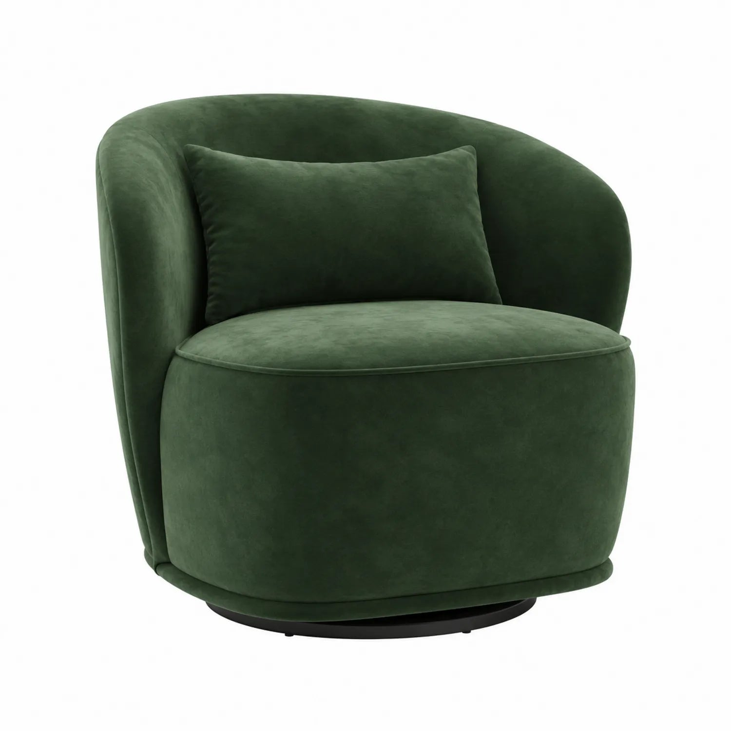 Sillón giratorio de terciopelo verde con cojín incluido