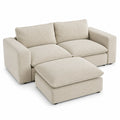 Sofá modular de tela acanalada beige 2 plazas con otomana