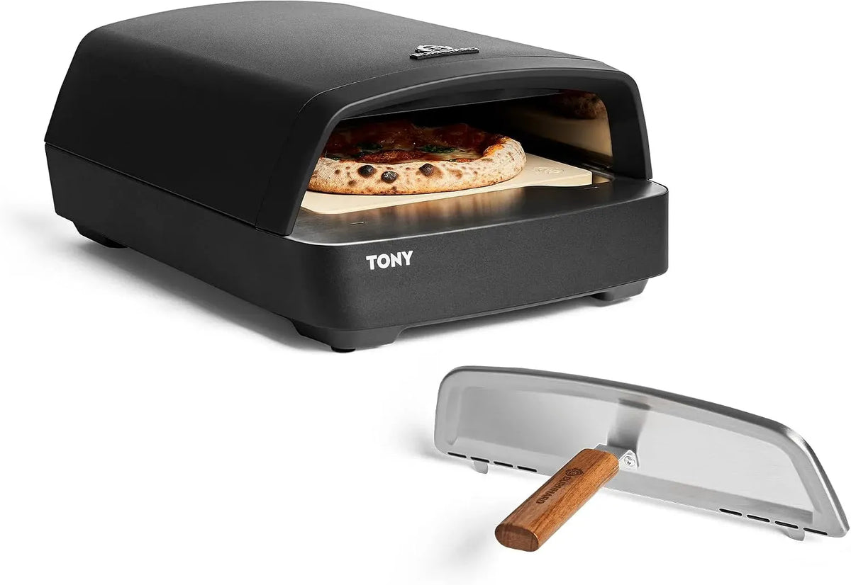 Elektrischer Pizzaofen, 58,5 x 47,7 x 24,8 cm, tragbar, Outdoor, Tragbarer 5,9 kW Outdoor Ofen für Pizza, Cordierit-Pizzastein, 450 °C