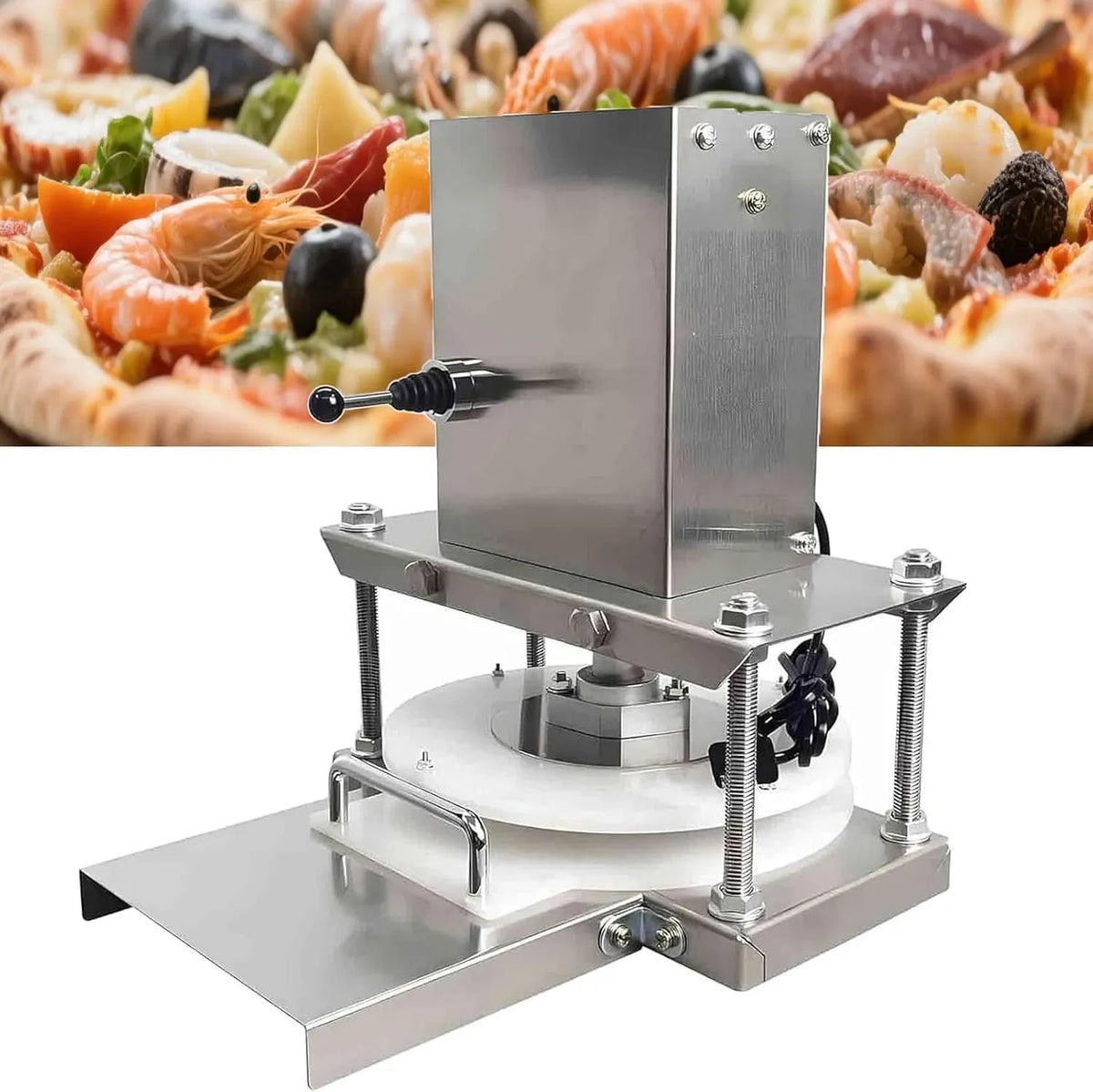 Nudelmaschine 22cm/30cm, Nudelbereiter, Pizza, Gebäck, gewerblich, Restaurant, Edelstahl, Elektrische Pizzateigpresse, 25cm