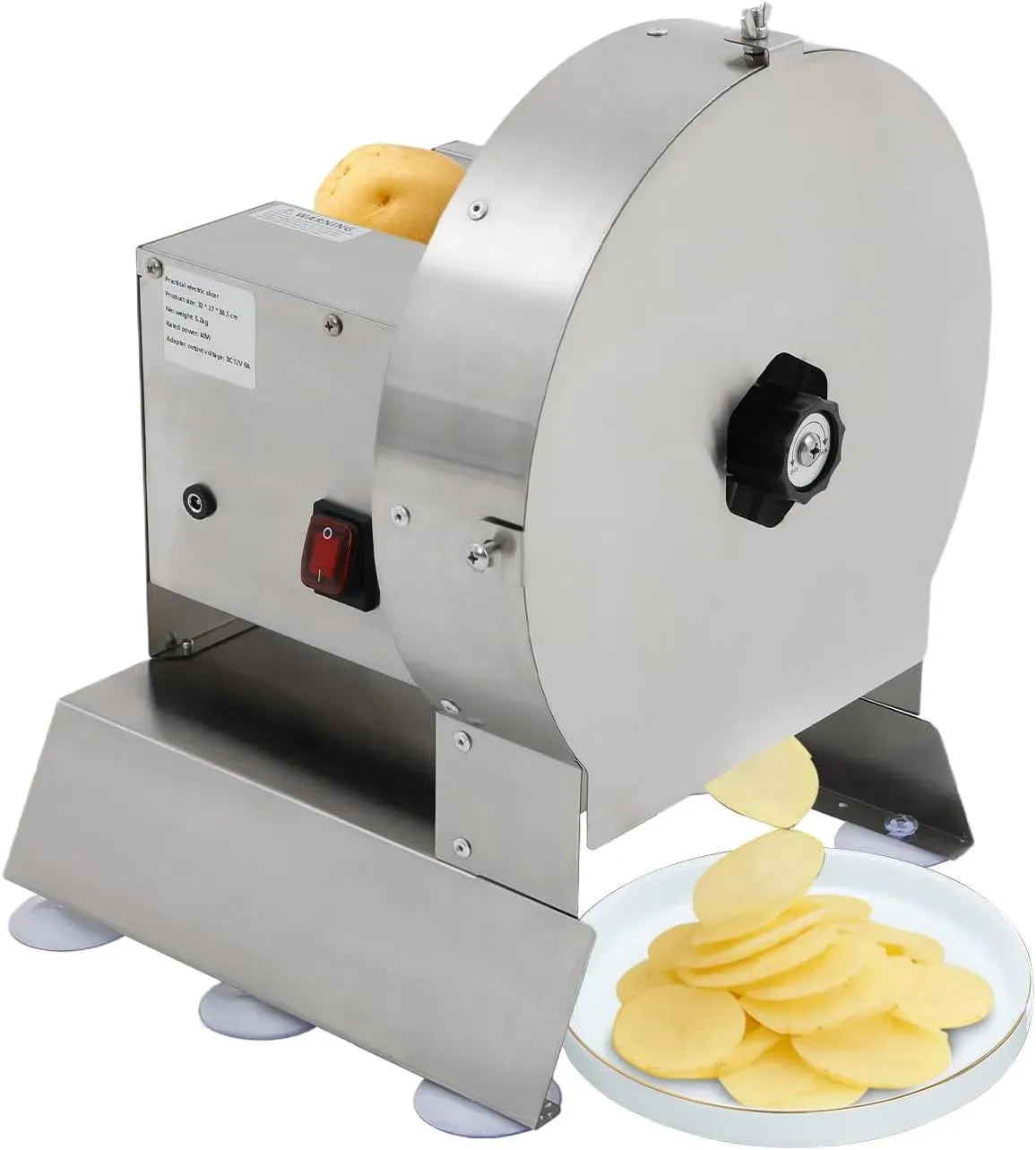 Edelstahl-Lebensmittelschneider, Aufschnittmaschine, Schneidemaschine, 40 W, 10 mm, gewerblich, für Kartoffeln Zitronen Tomaten Äpfel