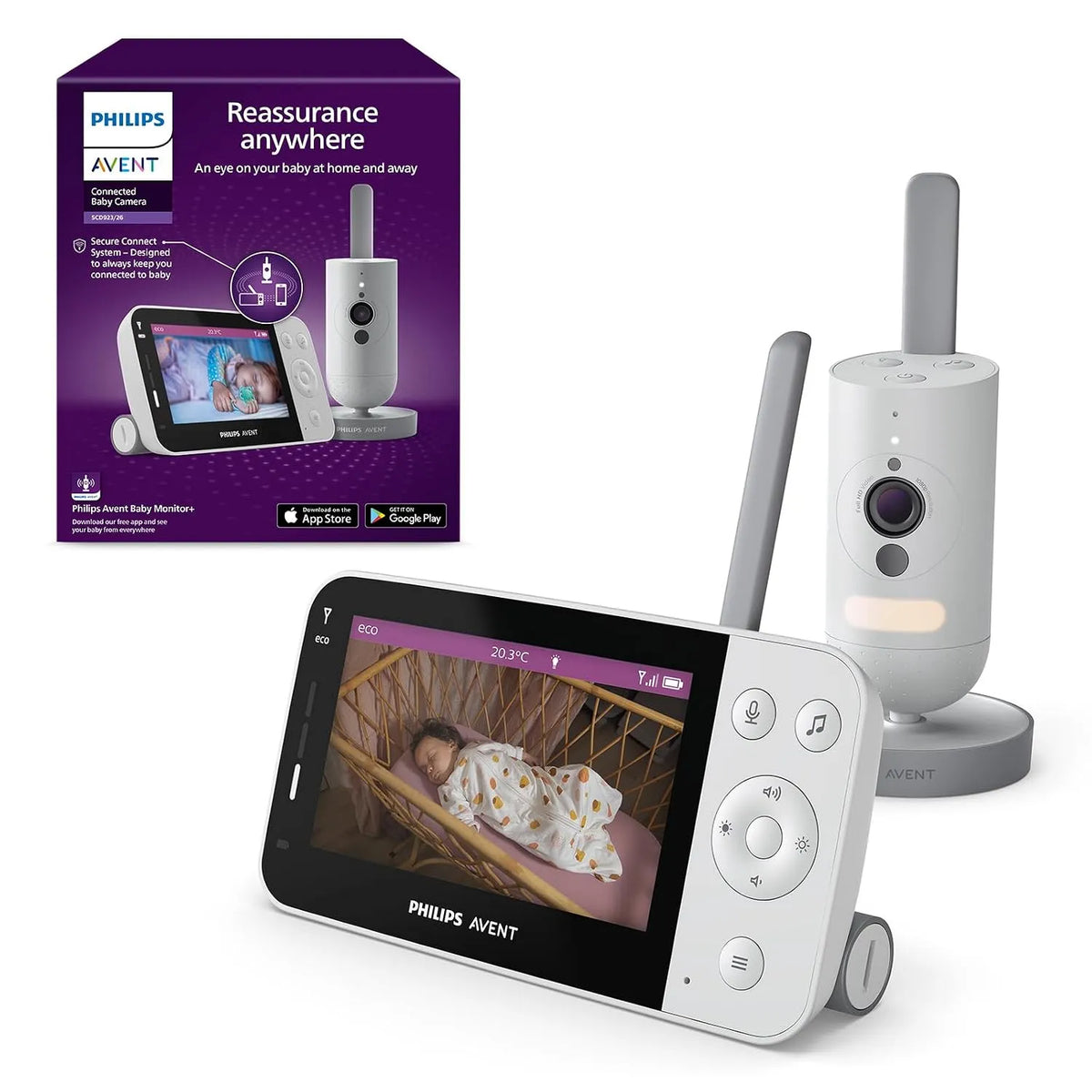Philips 1080p SCD923/26 Babyphone, HD-Kamera, Babyüberwachungsgerät, IPS-Panel