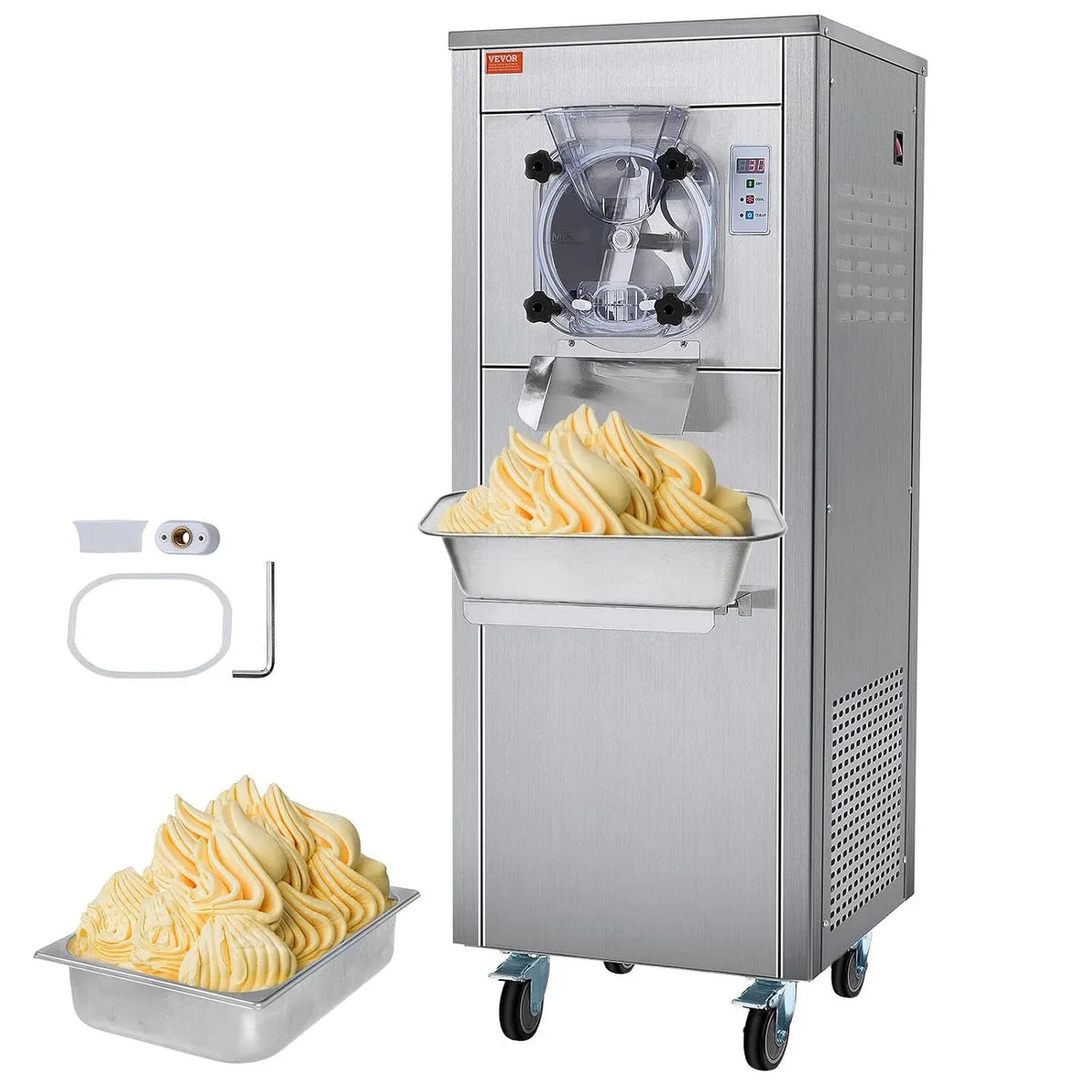 VEVOR Eismaschine, Speiseeismaschine, 6 L, 18 l/h, gewerblich, Restaurant, Edelstahl, für Restaurant-Snackbars