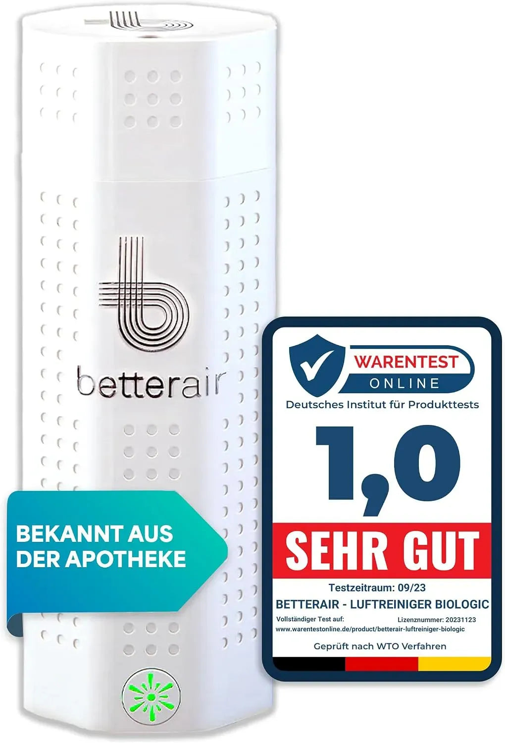 Luftreiniger 50qm, App & Probiotika Flasche, LAUTLOS