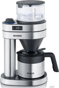 Severin KA 5761 Kaffeemaschine, 1 L, Timer, Edelstahl, Schwarz, ffeebereiter für bis zu 8 Tassen, ffeemaschine mit Timer