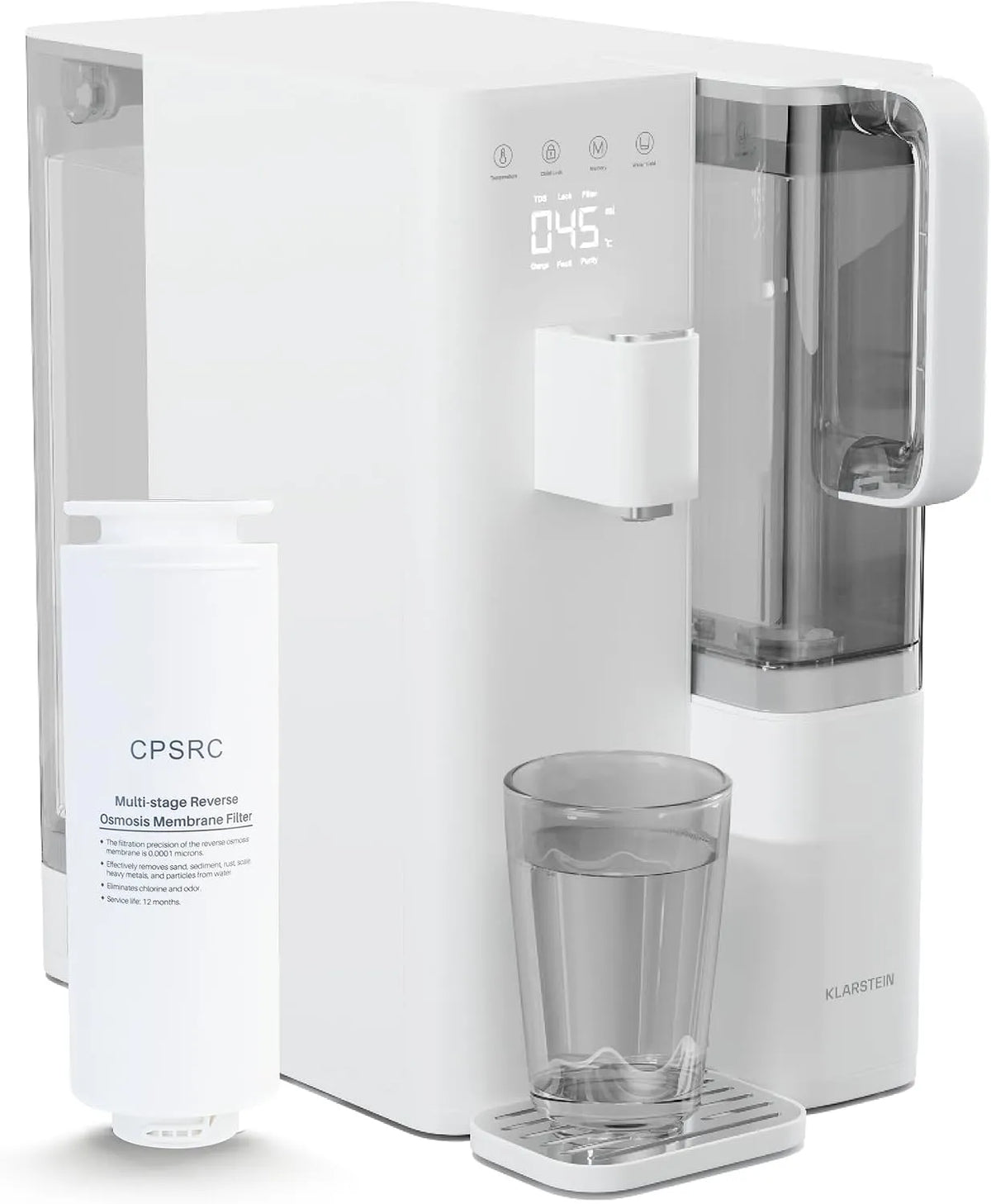 Klarstein -Tank Osmose-Wasserfilter, Umkehrosmoseanlage, Trinkwasserfiltersystem, Einbau, Touch-Bedienung, Kindersicherung, 1,5 L