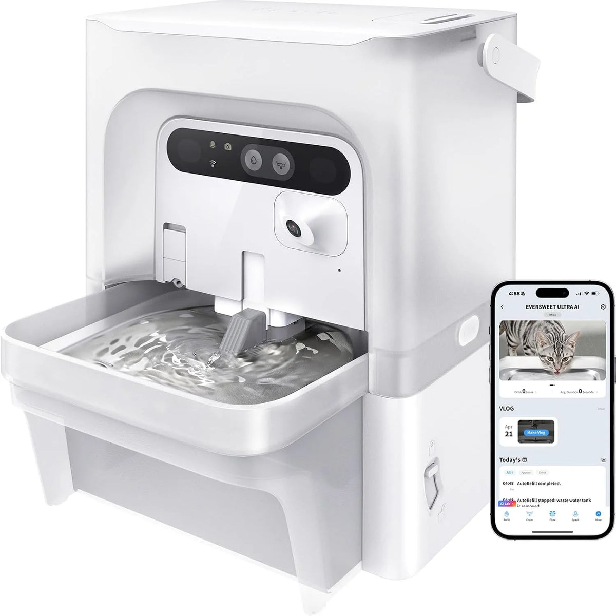5GHz/2.4GHz Wasserspender, KI-Kamera, 5 L, WLAN, App, für Katzen & kleine Hunde, PETKIT