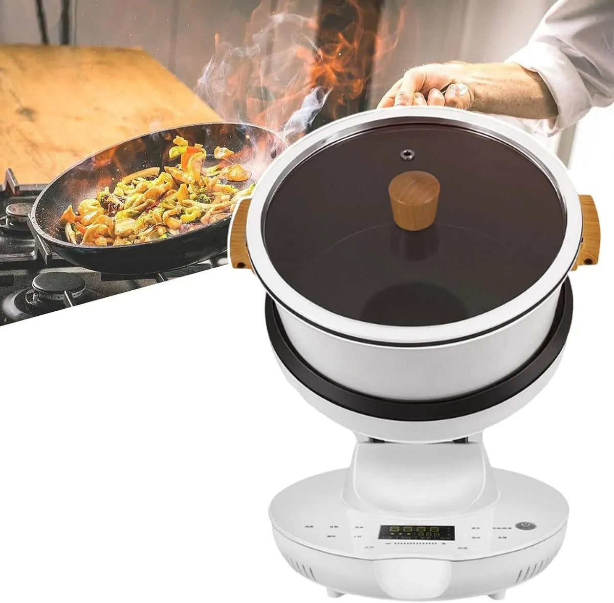 8-Liter-Multifunktions-Antihaft-Pfanne Liter-Multifunktions-Antihaft-Pfanne, Kochmaschine, Wok-Gerät, Antihaftbeschichtung, für Haushalt und Gewerbe