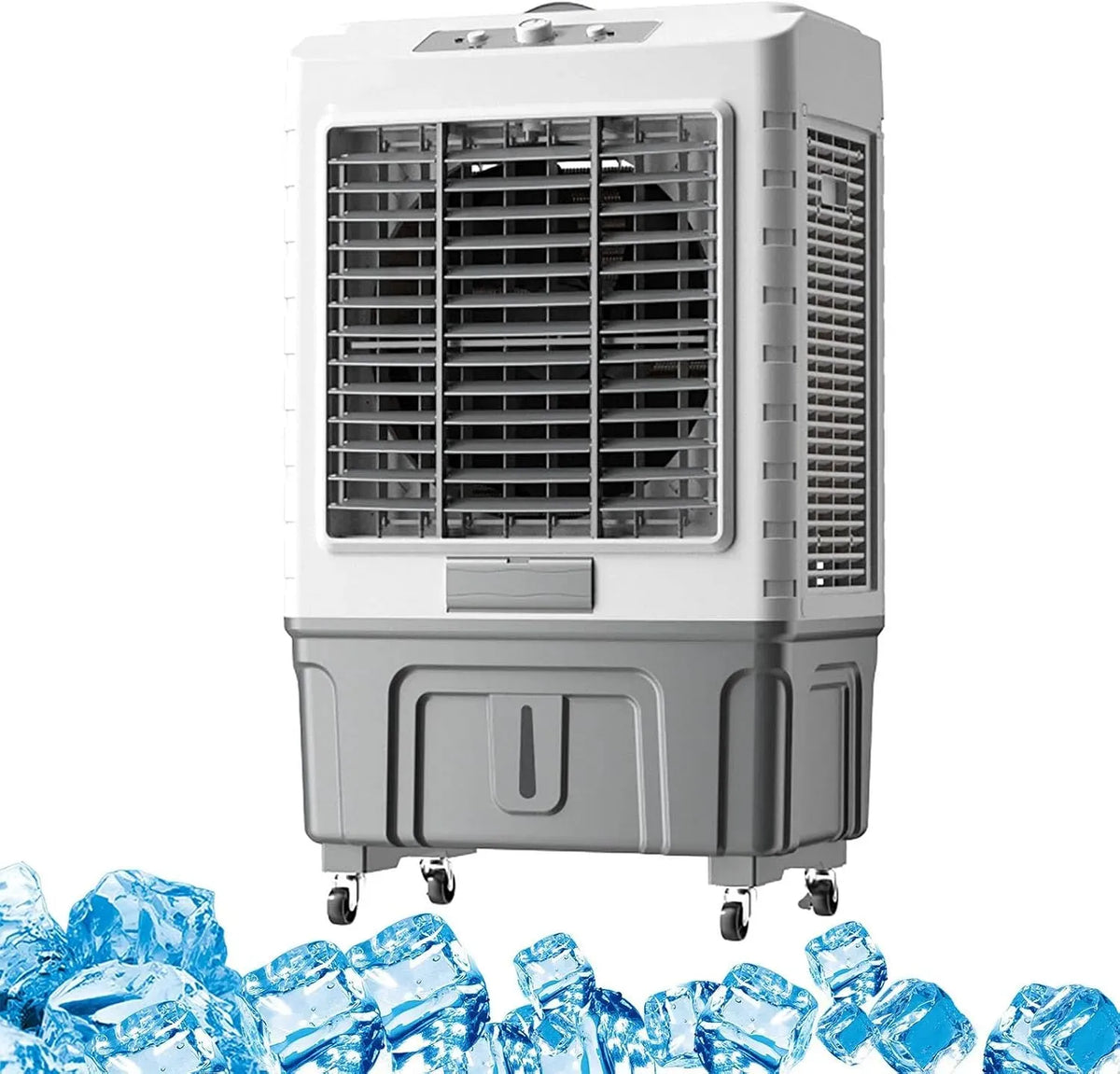Luftkühler, 50 L, tragbar, großer Wassertank, leise, 120° Oszillierender Ventilator, Tragbares Industriekühlgerät für Garage