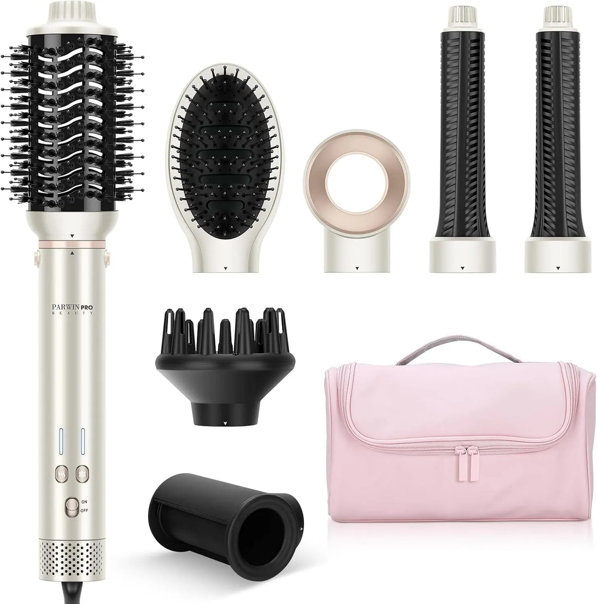 Haarglätter, Glätteisen, 110000 U/Min Föhn mit Diffusor Volumenbürste, 0 Multi-Styler Set, Automatische Doppelspannung MaxAIR 2, 7 in 1 AirStyler