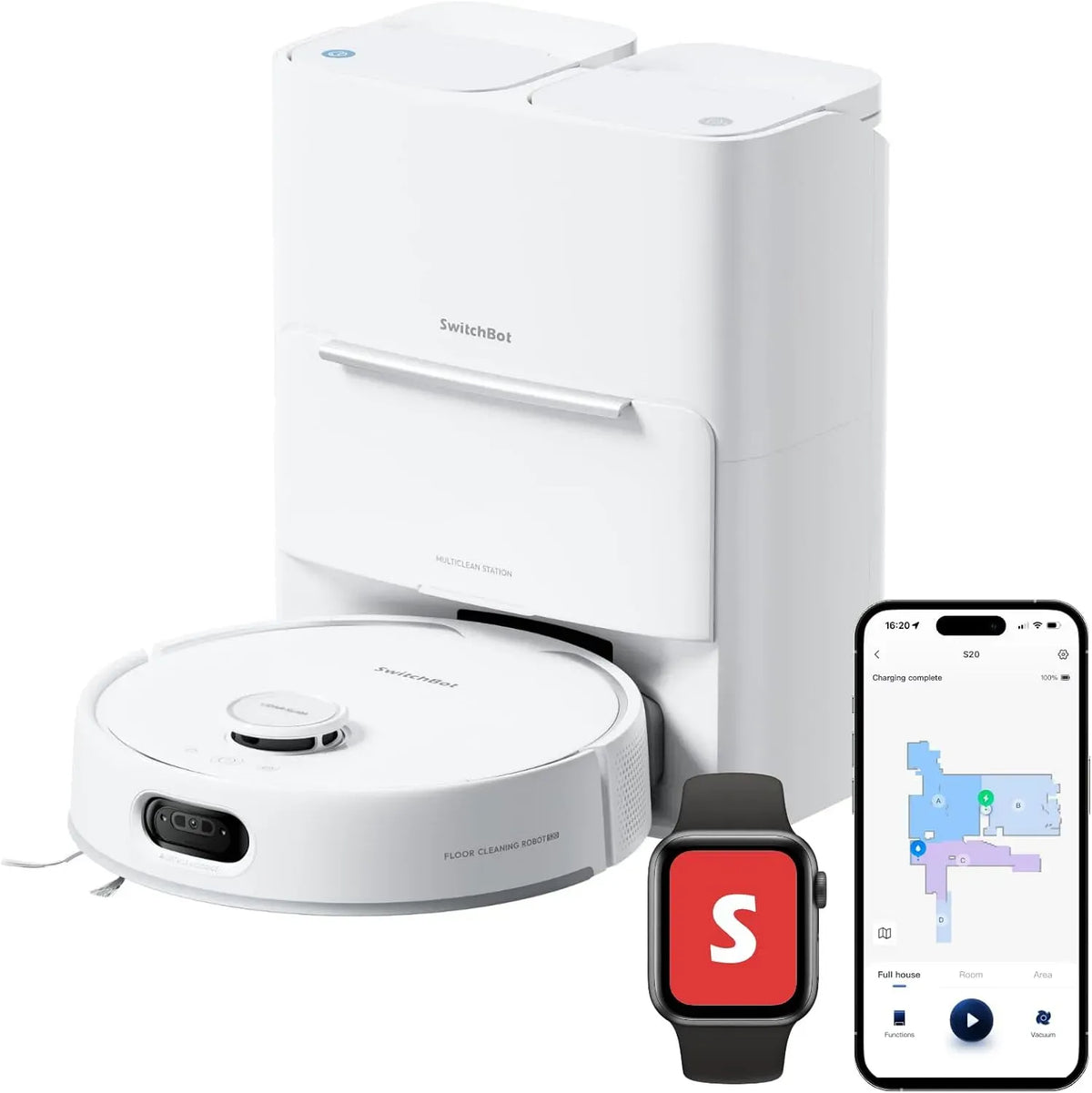 Apple S20 Saugroboter-10.000Pa, Staubsaugerroboter, Anti-Verhedderung, SwitchBot Saugleistung