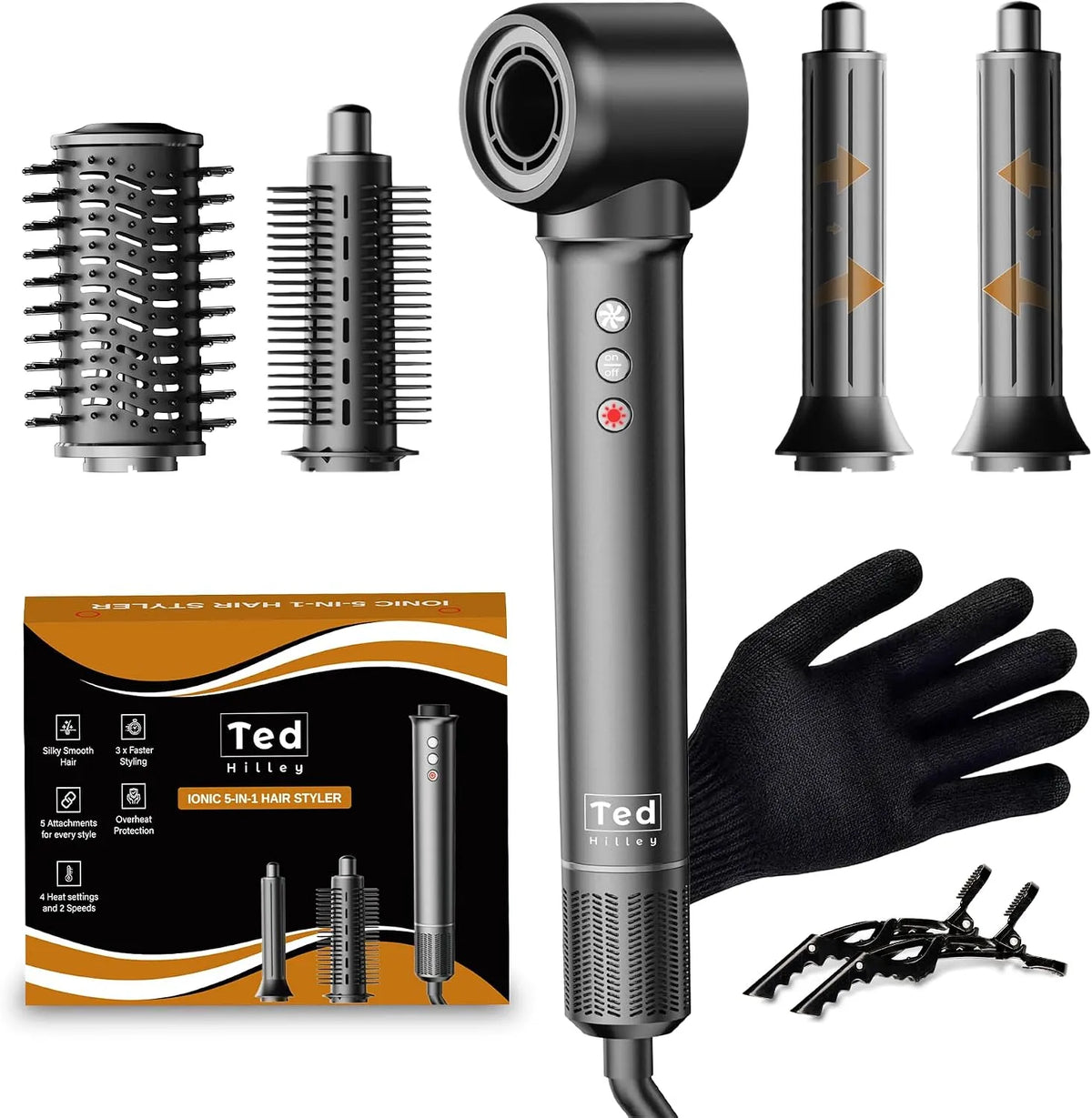 Föhnbürste, Wärmefunktion, für große Locken, Lockenstab & Föhnbürste mit 110 000 U/min