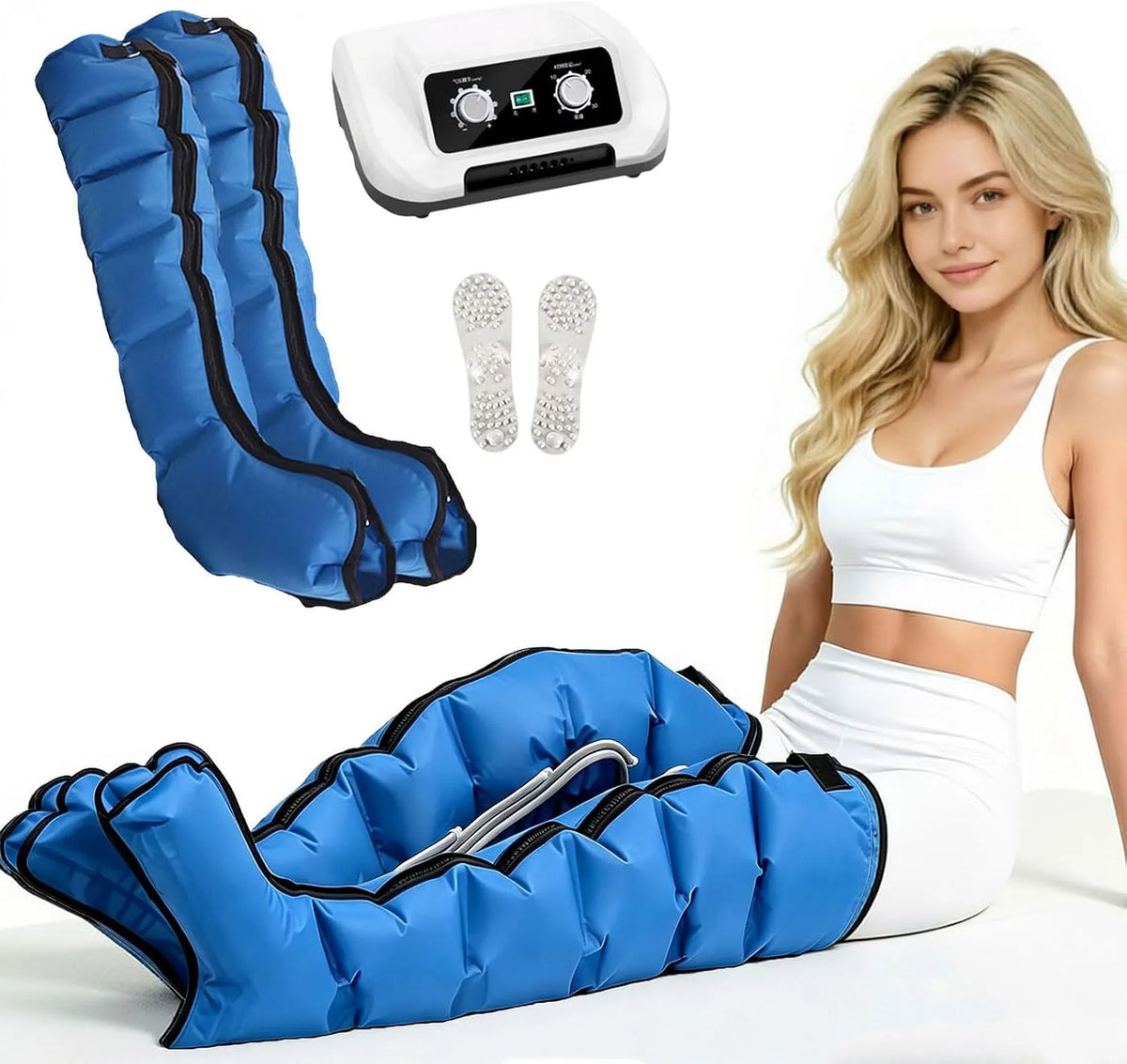Lymphdrainage Gerät, Beinmassagegerät, Timer, Grau, für Zuhause