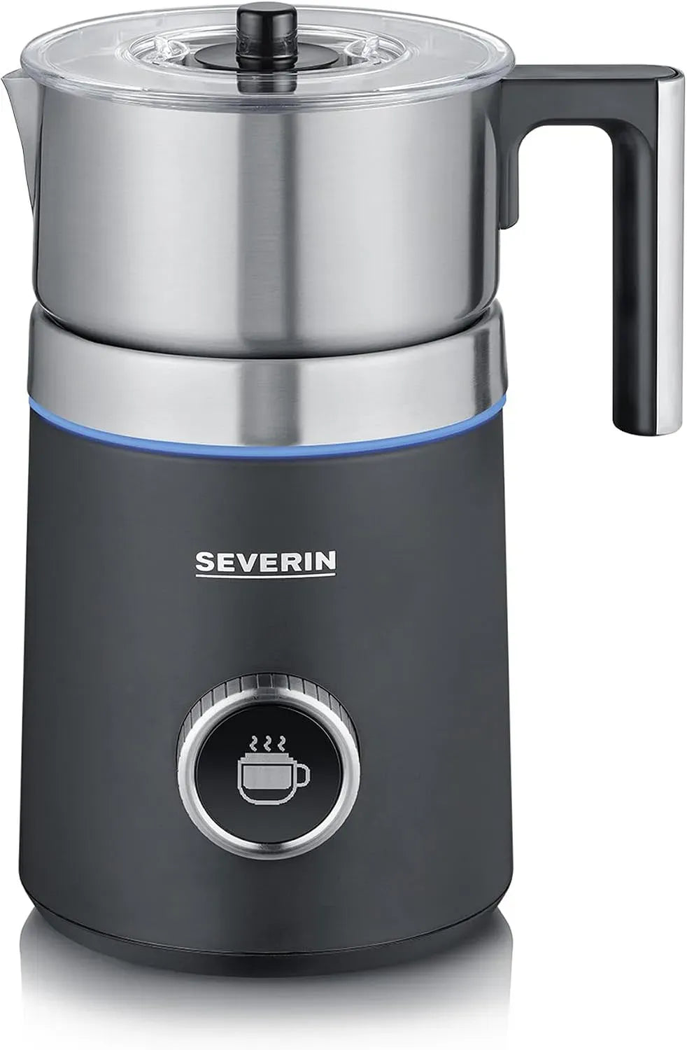 Severin SPUMA 700 Milchaufschäumer, 13 Programme, Milchschäumer, OLED, Edelstahl, Schwarz, LED-Lichtring mit Statusanzeige, Barista-Ausgusszotte